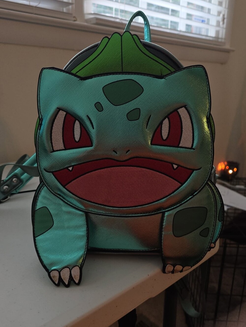 Bulbasaur-Inspired Reptile Carrier Backpack - Teal Green
